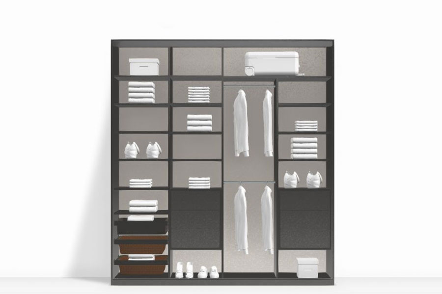 Дизайн от Komandor: гардероб в спальню для складных и подвесных вещей Komandor